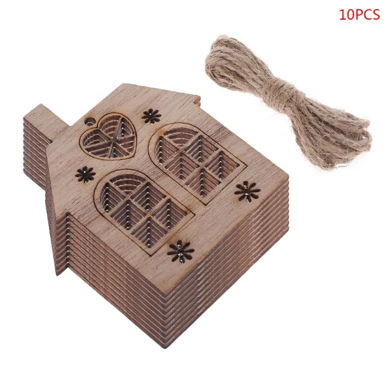 

2022 New 10pcs/set Christmas House DIY Wooden Pendant Hanging Tree Ornament DIY Crafts Party Home Decor