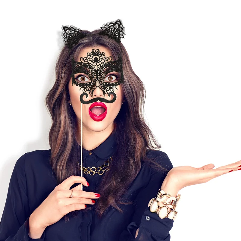 Сексуальная кружевная черная маска кошачий глаз для женщин и девочек роскошная