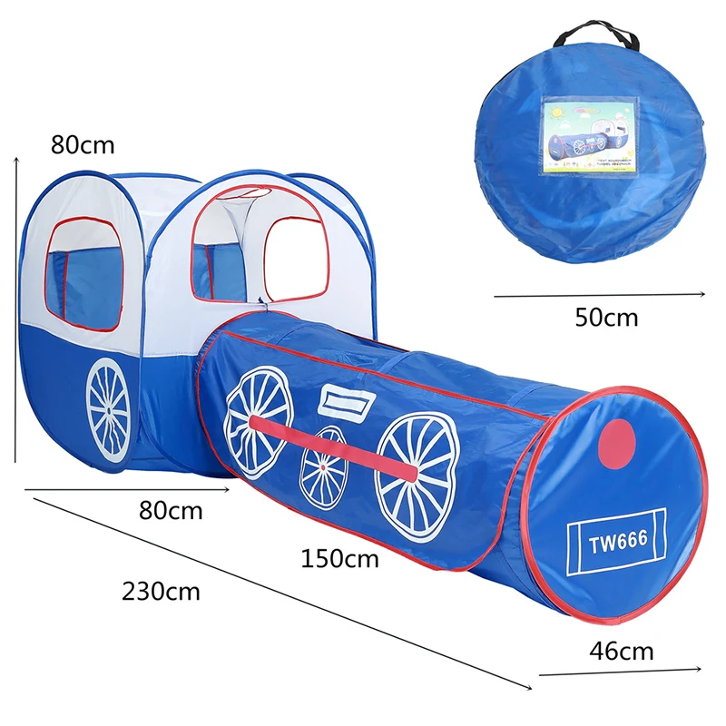 

Children's tent blue train crawling tunnel ocean ball pool game house folding yurt to kids toys indoor outdoor fun tent toy