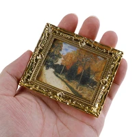 1 pc dollhouse miniature 112 mini decorative accessories antique frame oil painting diy doll house resin picture frame