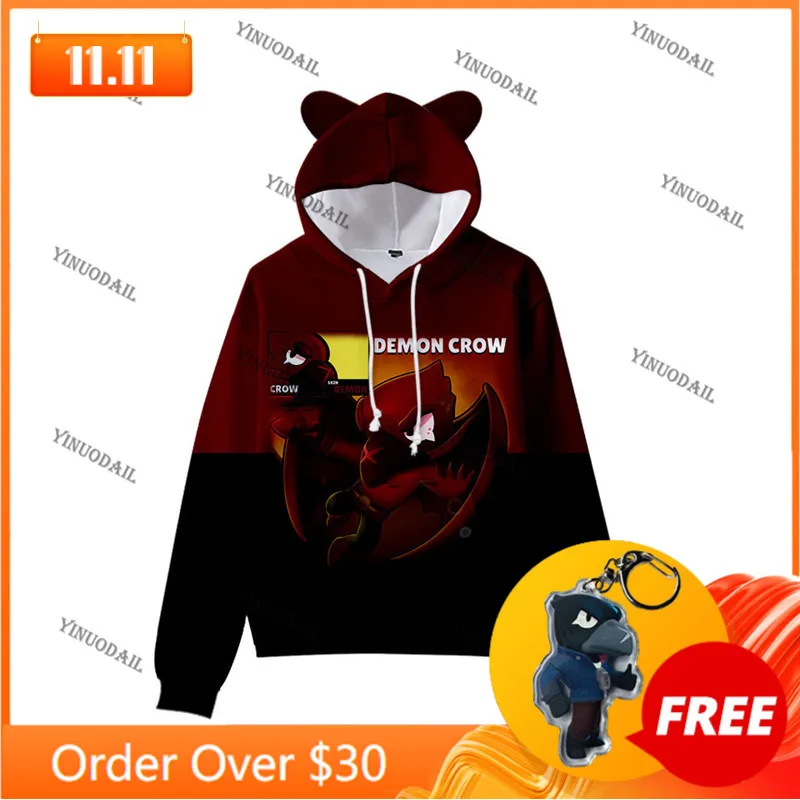 

Cartoon Star Demon Mecha Crow Shooter Shark Cute Cat Ear Kids Hoodie Boys Girls Jacket Tops Shoot Shooting 3D Sweatshirt