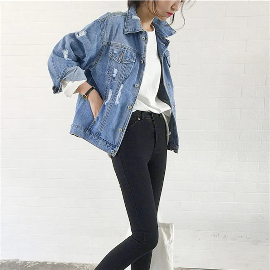 Женская джинсовая куртка размера плюс Осенняя зимняя теплая винтажная модная