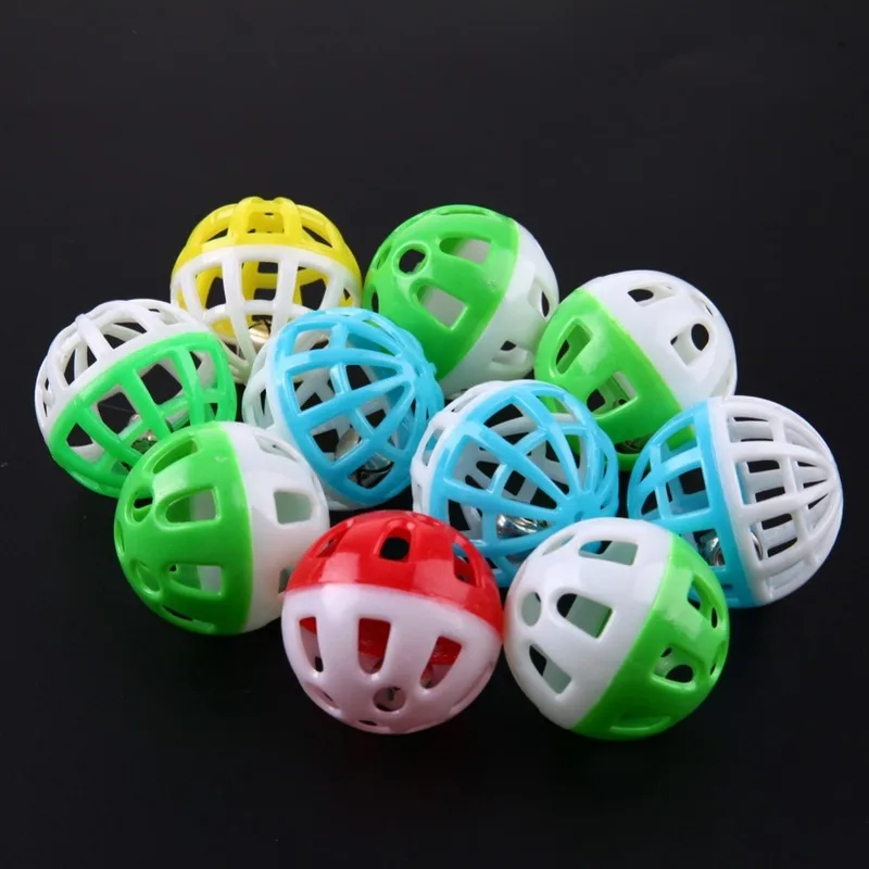 

10/18 Pcs Colourful Pet Cat Kitten Play Balls With Jingle Lightweight Bell Pounce Chase Rattle Toy For Cat