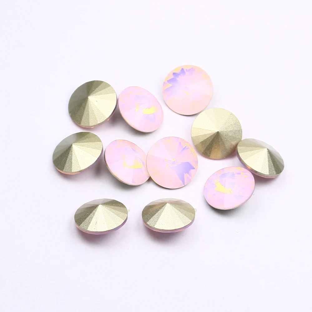 С украшением в виде кристаллов стеклянные риволи розовый опал свободные круглый