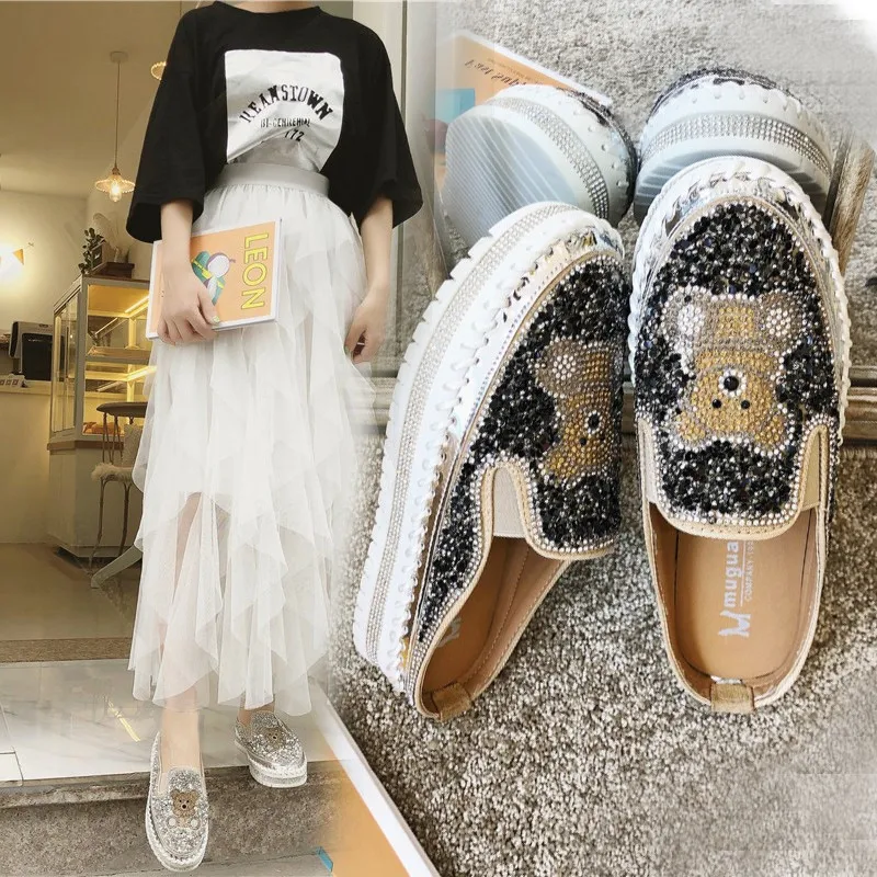 

slippers women wear 2020 new Korean version versatile fashion Rhinestone heel free lazy shoes net red bag head Sandal
