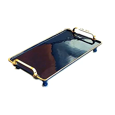Handled Tray Navy Набор керамических аксессуаров для ванной комнаты, 5 шт., набор для украшения ванной комнаты, набор для рисования лосем, золотой поднос, 6 шт. в наборе - Цвет: Handled Tray Navy