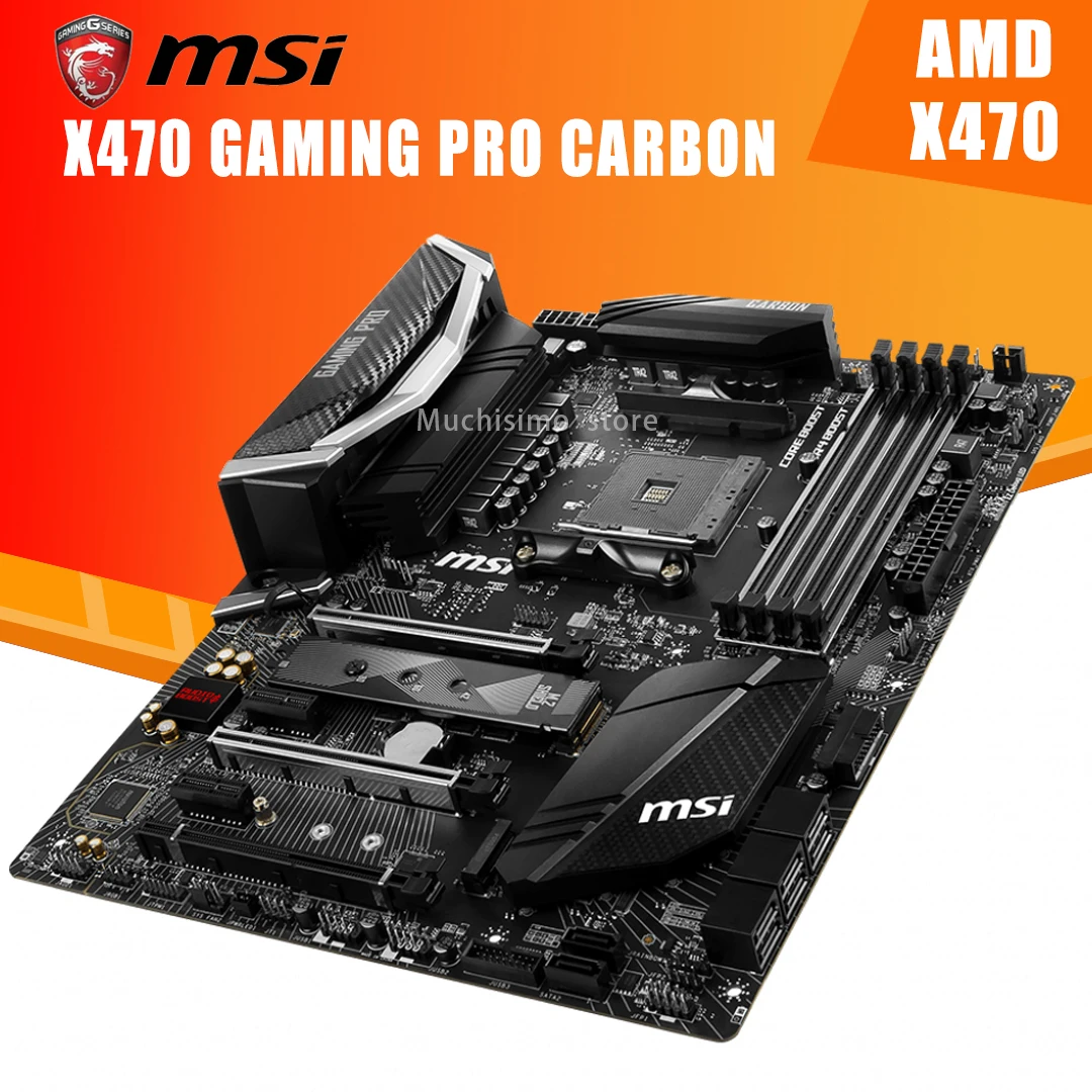 Online Buchse AM4 MSI X470 GAMING PRO CARBON Motherboard DDR4 64GB PCI-E 3,0 M.2 SATA USB 3,1 HIFI Desktop X470 Placa-Mãe AM4 ATX