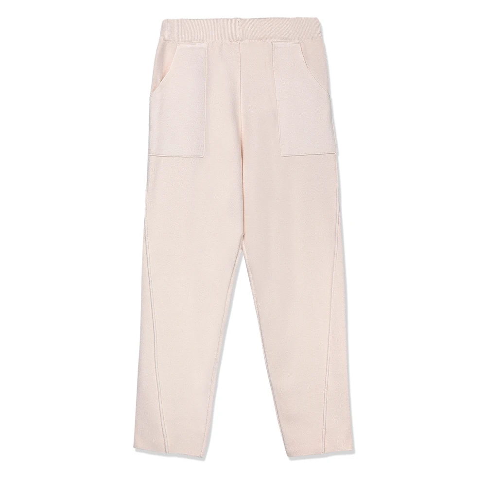 Осенне зимние вязаные женские шаровары HLBCBG эластичные штаны с высокой талией и