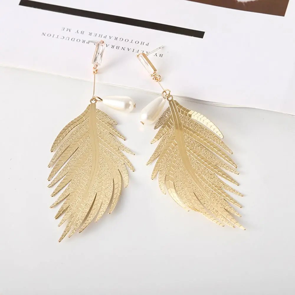 Женские Висячие серьги из сплава в форме листьев и перьев украшение для ушей