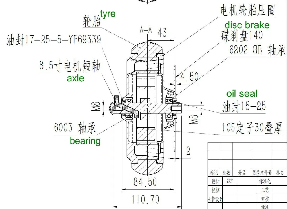 24v36v300w-48v400w дисковый тормоз 8,5 дюймов BLDC безредукторный двигатель для электрического скутера велосипеда с датчиком движения твердых шин diy часть