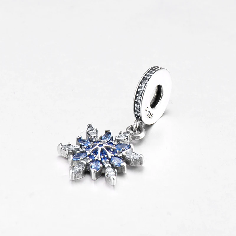 Новая красивая снежинка из стерлингового серебра 925 пробы голубой прозрачный CZ