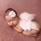Модные комплекты для новорожденных Детский ободок с пером и кружевом Крылья ангела цветок реквизит для фотосессии новорожденных Фотография Опоры
