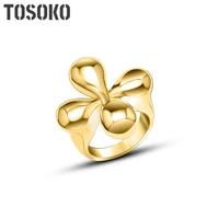 tosoko stainless steel jewelry retro three dimensional flower ring womens exaggerated hip hop ring bsa068