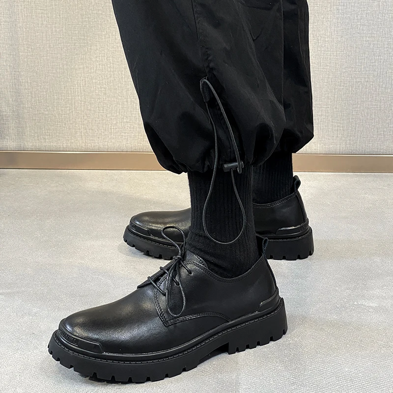 

2021 Genuine Leather Shoes Men Oxford Fashion Lace Up Dress Shoes Outdoor Work Shoe Elegant Formal Wedding Business Work Soft
