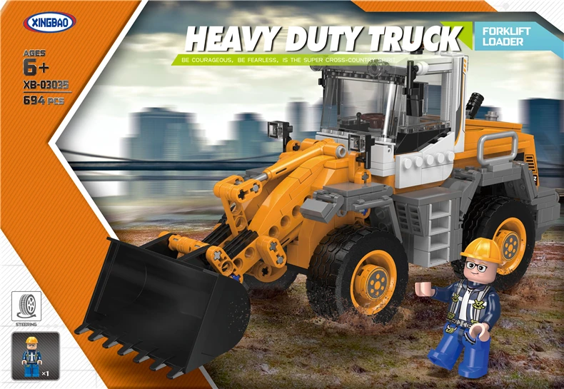 

Xingbao 03035 New City Engineering Series 694pcs The Forklift Loader Building Blocks Bricks Construction Engineering Truck Model