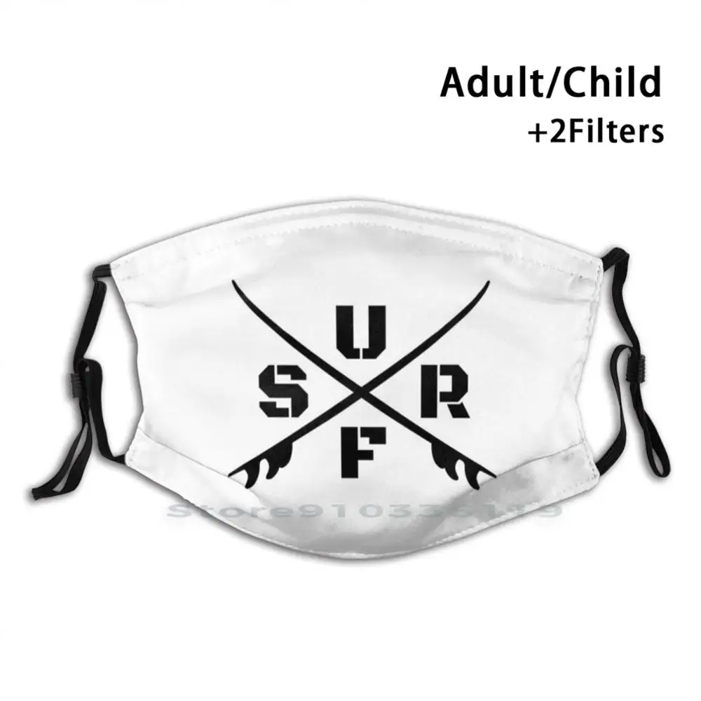 

Surf Adult Kids Washable Funny Face Mask With Filter Surf Surfer Surfing Board Shortboard Board Rider Beach Break Big Wave Tow