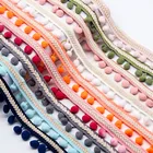 Кружево с помпонами Винтаж кружевной отделкой лента 1,2 см помпон бахрома изделия из кружевной ткани швейная фурнитура Декор DIY Материал одежда