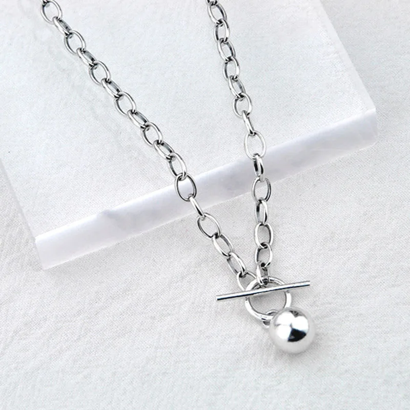 Панк Хип-хоп толстая цепь с шариками кулон ожерелье-чокер для женщин женское