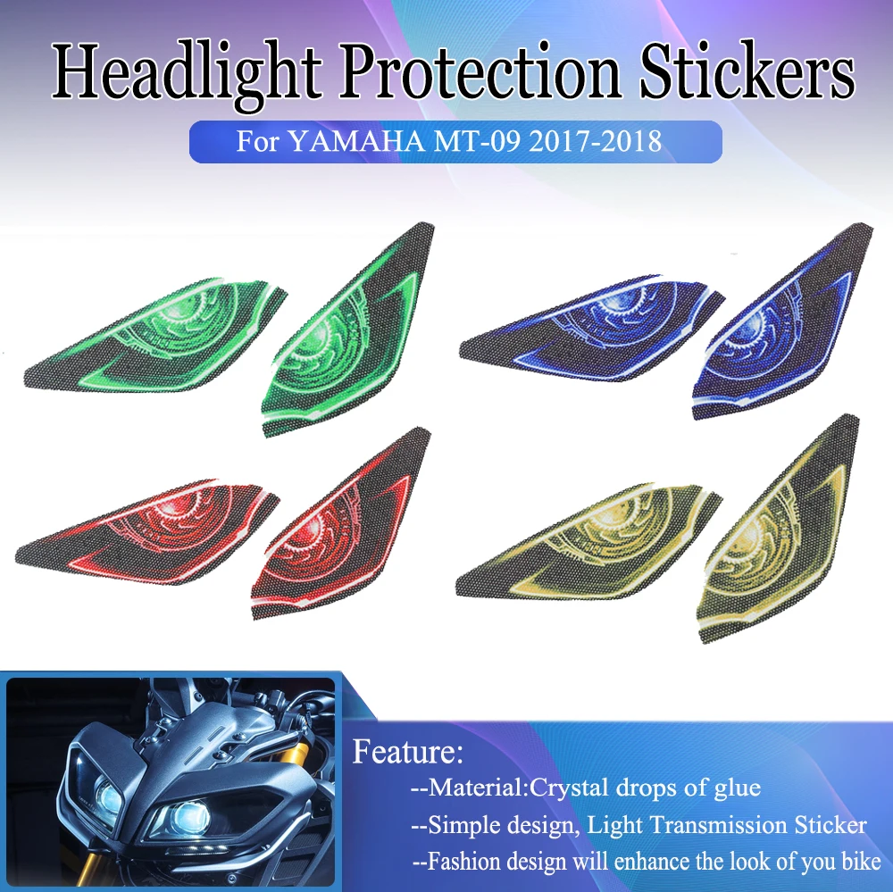 

For YAMAHA MT-09 Tracer MT09 MT 09 2017-2018 Motorcycle 3D Front Fairing Headlight Stickers Guard Head light protection Sticker
