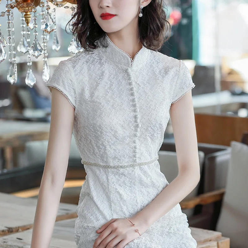 

Elegant Summer Dress Women Clothes 2020 Vintage Ladies Casual Formal Party Lace Dresses Embroidery Floral Vestidos 80776