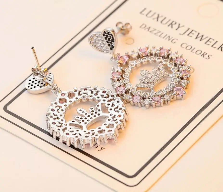 Япония и Южная Корея Простой Модный красная Роза Циркон Серьги 925 Серебряные иглы