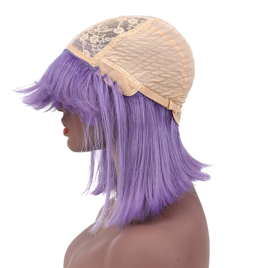 

613 Blonde ColorShort Bob Wig Ombre 1B Purple Pink 100% Human Hair Wig Brazilian Remy Hair Wigs With Bangs Pixie Cut Jarin Hair
