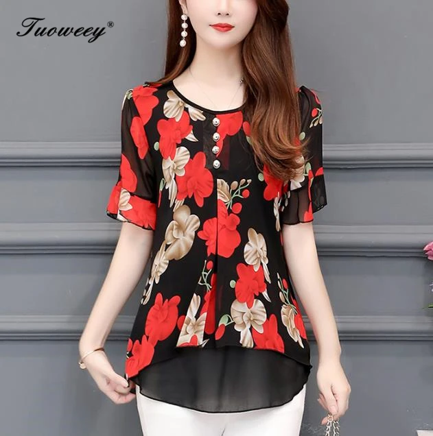 Blusas mujer de moda шифоновая блузка с цветочным принтом женские топы camisas mujer chemisier femme Женские топы и блузки