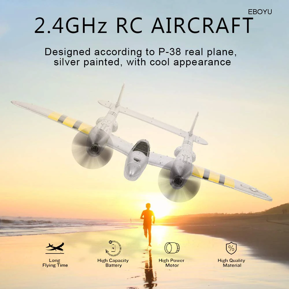 EBOYU FX-816 P38 радиоуправляемый самолет 2,4 GHz 2CH радиоуправляемый самолет летные игрушки для детей мальчиков