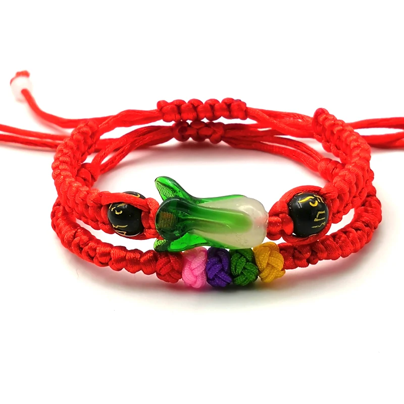Регулируемый браслет из красной веревки с овощами для женщин ручной работы