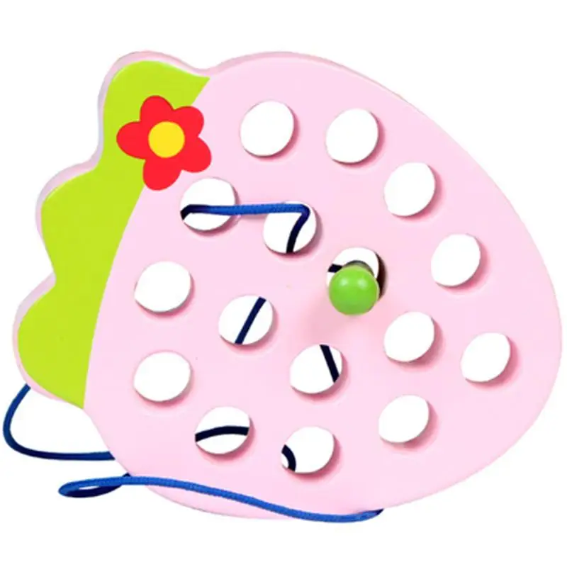 

Creative Wooden Lacing Toy Threading Fruit Worm Eat Fruit Kids Educational Baby Toys Gift