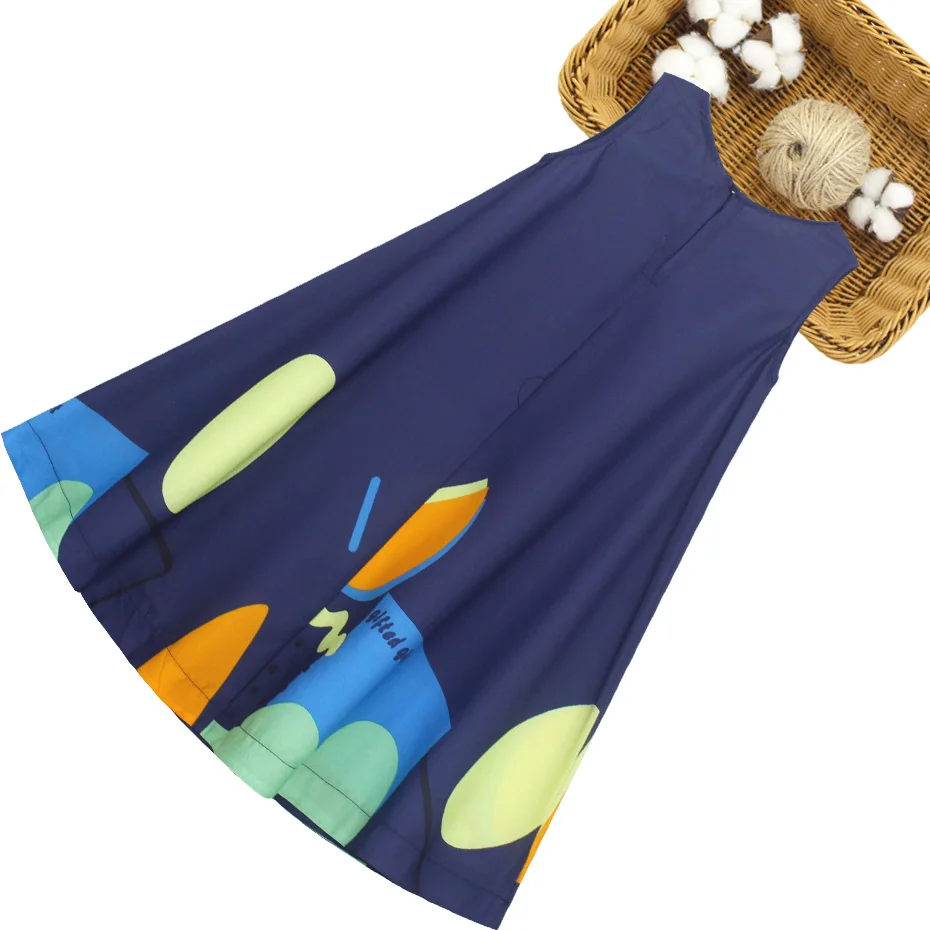 Летнее платье для девочек вечерние чное с большим принтом в горошек детское без