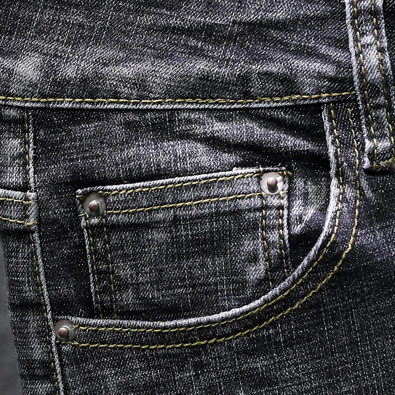 Брюки мужские джинсовые в стиле хип хоп уличная одежда с вышивкой виде