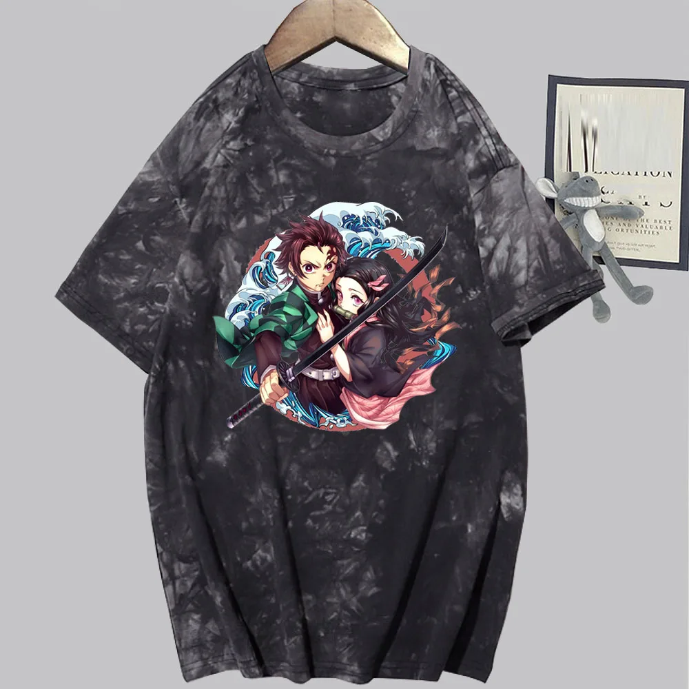 

Летний стиль с принтом в стиле Харадзюку для мужчин и женщин, рассекающий демонов