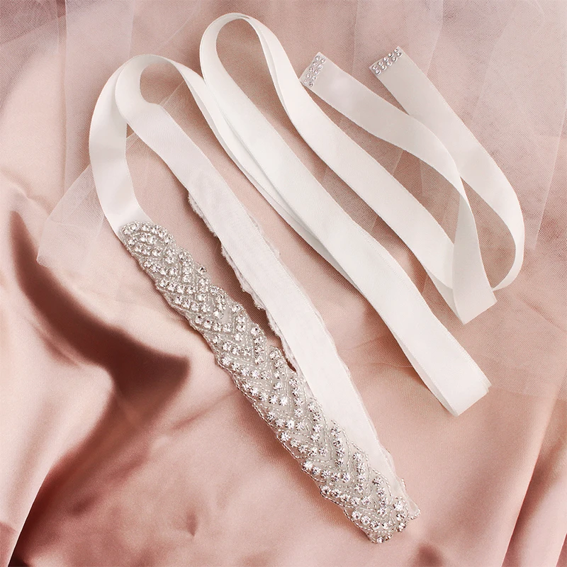 Женский свадебный пояс Miallo серебряный с австрийскими цветами и кристаллами для