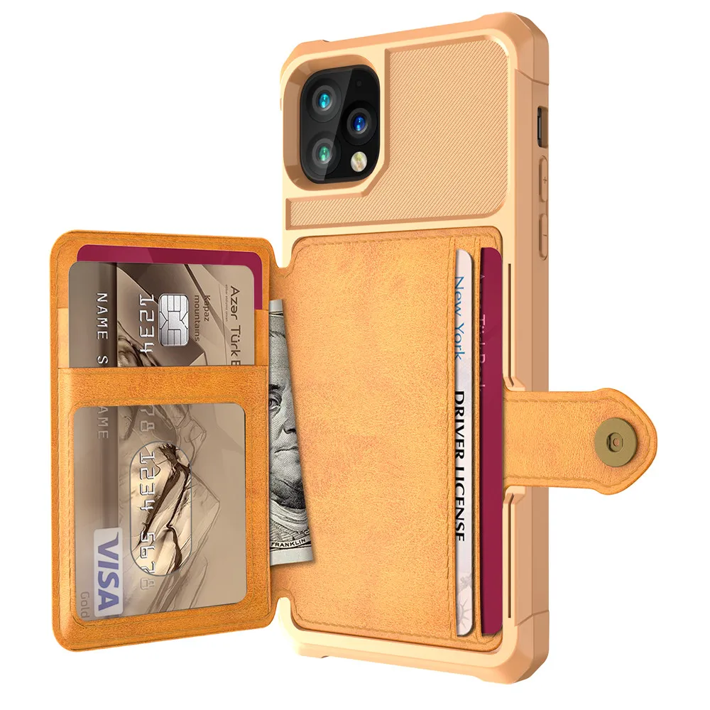Brown Для Apple iPhone 11 Pro Max 11 чехол, кредитная карта из искусственной кожи, флип-кошелек, фото держатель, твердая задняя крышка для iPhone 11 Max - Цвет: Brown