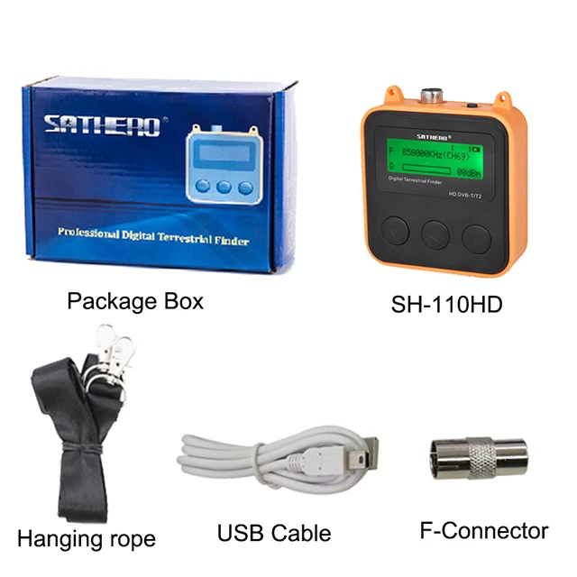 Sathero SH-110HD DVB-T DVB-T2 ТВ сигнальный Тестер Карманный наземного сигнала цифровой dvb T2 Finder метр ЖК-экран dvbt2 sat finder за цифровое тв приставка - Цвет: Yello