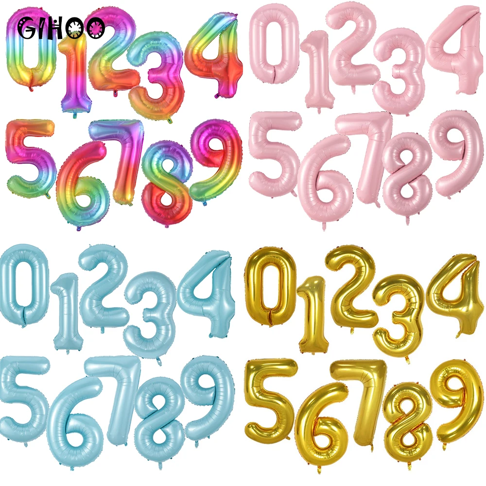 

40 Inch Large Digital Foil Balloon Pink Blue Baby Shower Birthday Party Decoration 1 2 3 4 5 6 7 8 9 Number Helium Balloons