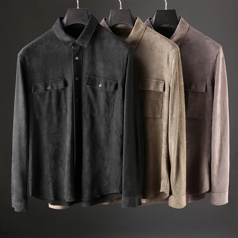 JSBD/Новинка 2019 года Осенняя винтажная рубашка без глажки Повседневная замшевая