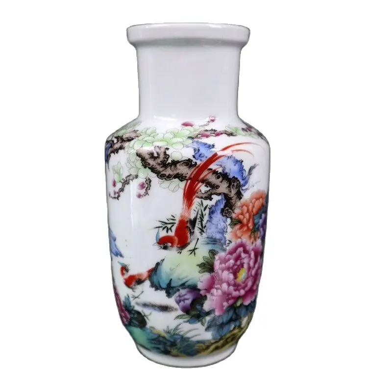 

Chinese Old Porcelain Pink Flower And Bird Vase