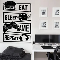 eat sleep game repeat gamer wall stickers gaming battlestation vinyl wall decal for gaming room decor gift gaming decals b331