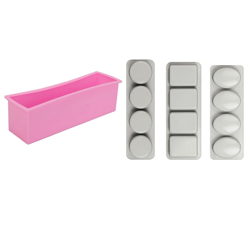 

4 Pcs Soap Mold Silicone DIY Handmadesoap Making Forms, 1 Pcs Rectangle & 3 Pcs Round Elliptical Square
