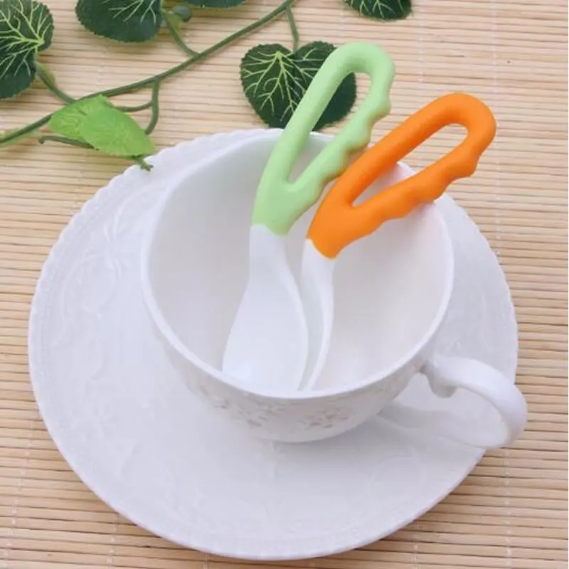 1pc Baby food supplement feeding spoon curved handle easy to grasp children tableware baby diet training children's products