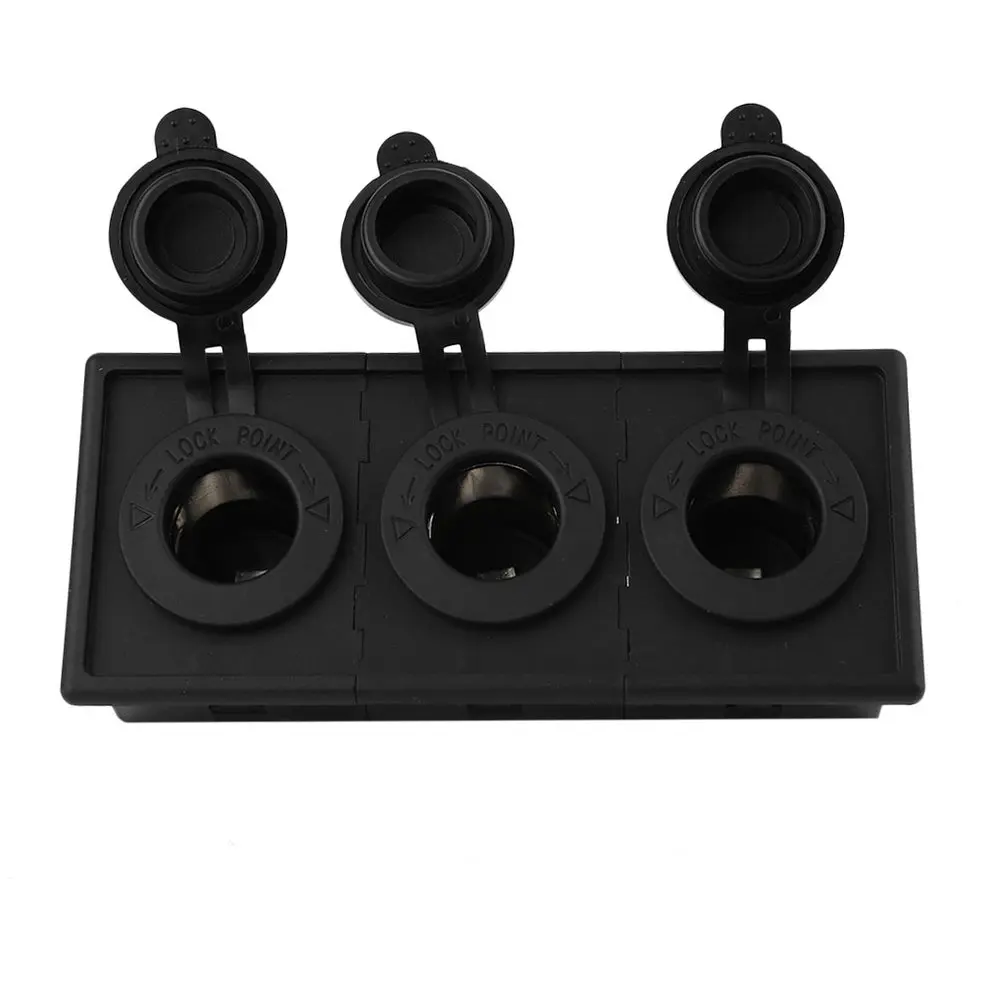 

12V/24V Power Socket ABS Housing Holder Kit With 3pcs Sockets Suitable For Car Boat RV Motorcycle Marine Black