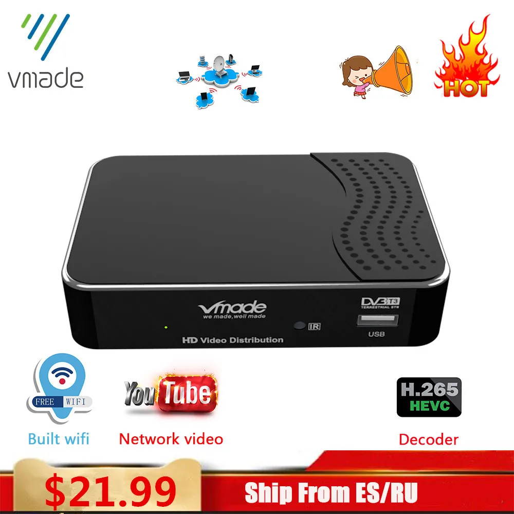 Цифровая ТВ-приставка Vmade 2020 декодирование DVB T2 T Спутниковое приемник full HD 1080P H.265