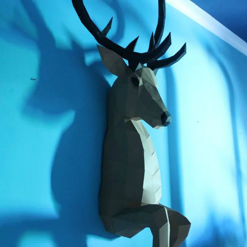 Голова оленя Бумага ремесло 3D Модель 3 цвета DIY ручной работы трофей Скульптура