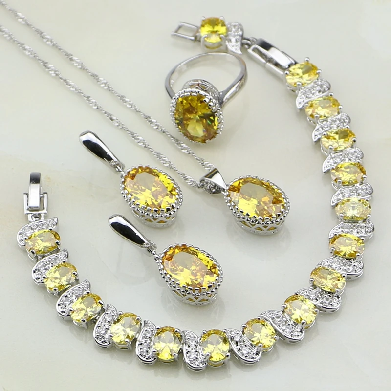 Женские вечерние серьги/Подвеска/ожерелье/браслет/кольцо с желтым кубическим