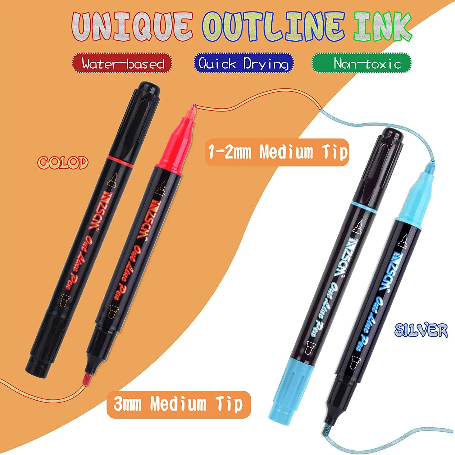 Двусторонние маркеры 24 цвета набор самоконтурных ручек с двойным наконечником 8