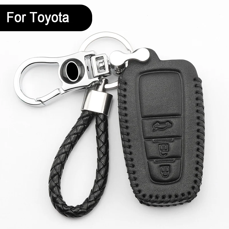 Чехол для ключей из натуральной кожи Toyota Camry CHR Prius Corolla RAV4 Prado 2017 2018 дистанционное