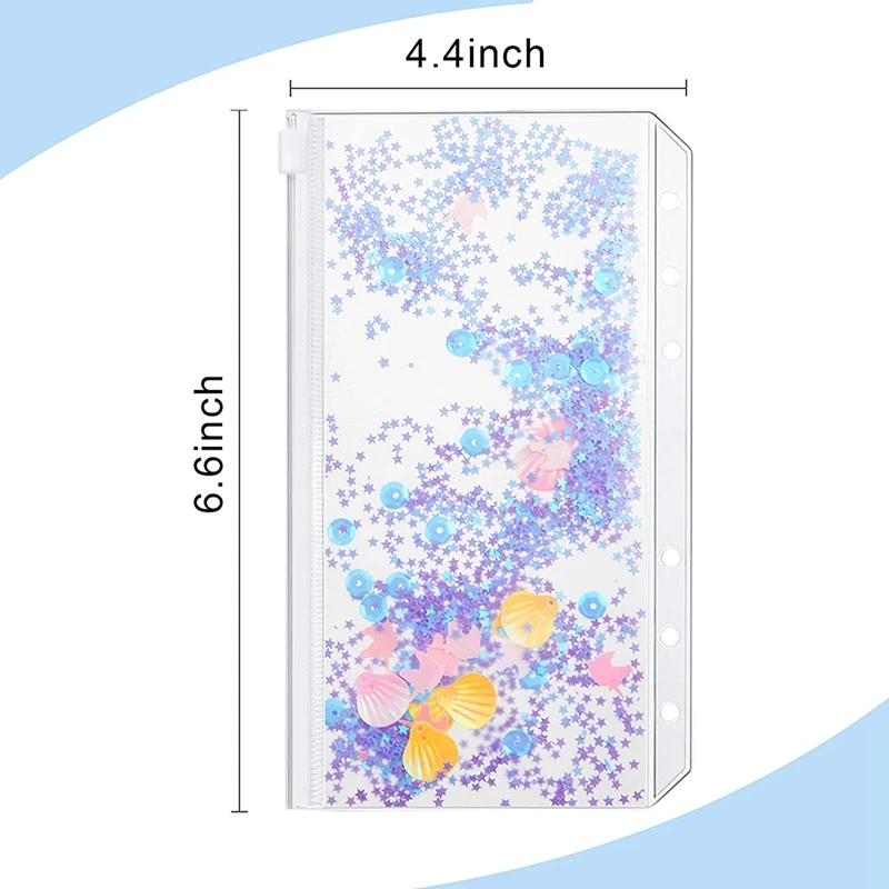 

10 Pieces of A6 Binder Pockets with Notebook Binder Sleeves Including Pockets Flash Budget Binder for School Office