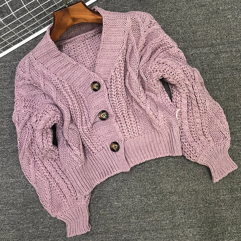 Осенне-зимний женский вязаный кардиган короткий топы шикарный студенческий